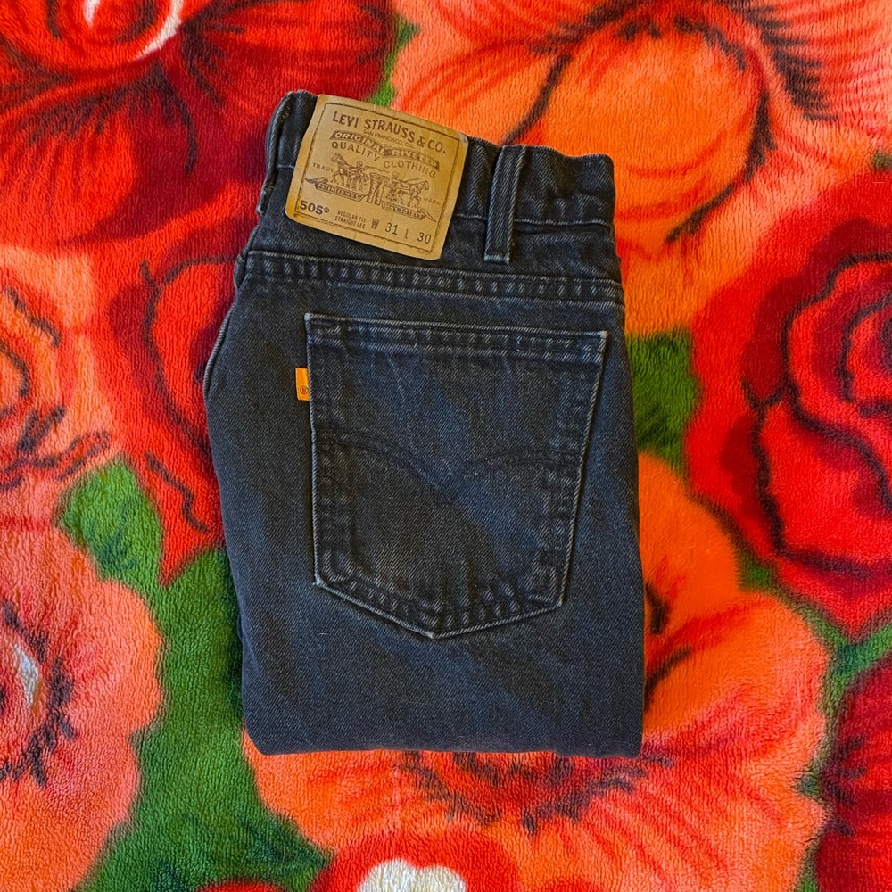 Vintage Levi’s 505 Orange Tab washed black jeans